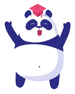 Un panda diplômé heureux