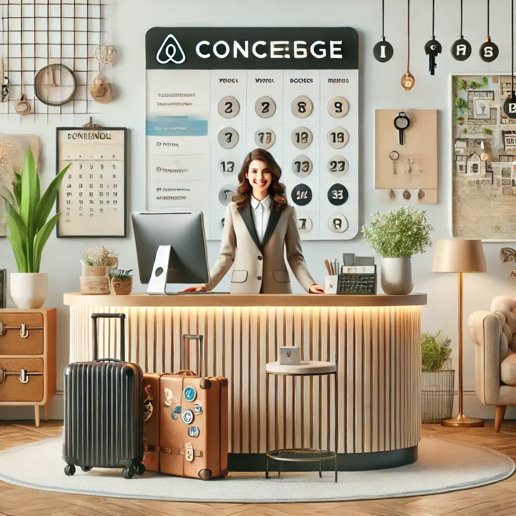 DALL·E 2024-12-28 21.27.14 - A modern and professional representation of a vacation rental concierge service. The image shows a welcoming reception area with a friendly concierge .webp