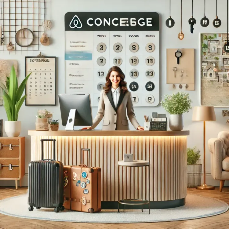 DALL·E 2024-12-28 21.27.14 - A modern and professional representation of a vacation rental concierge service. The image shows a welcoming reception area with a friendly concierge .webp